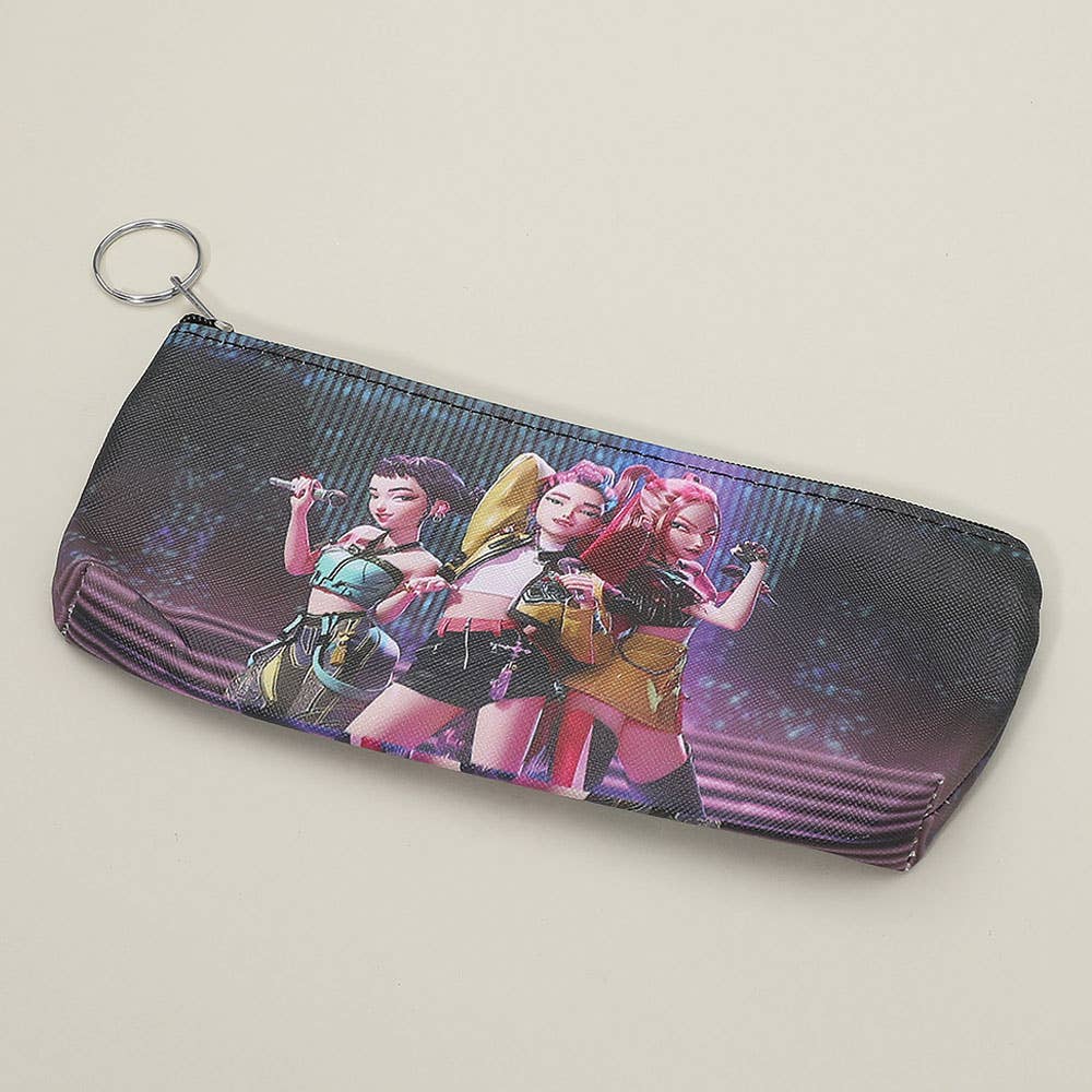 Trousse à crayons imprimée avec personnages de Kpop Demon Hunters HUNTRIX