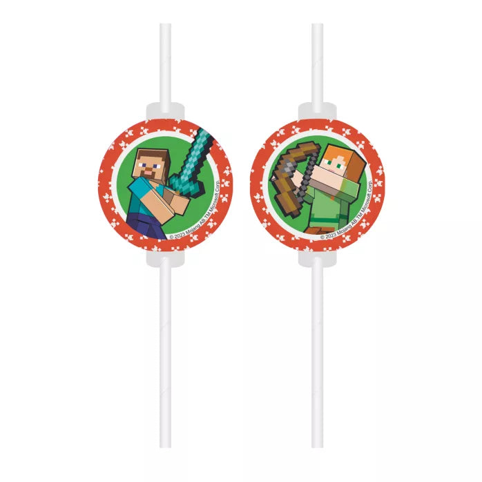 Pailles en papier Minecraft lot de 4