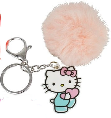 Porte clés pompon rose clair hello Kitty