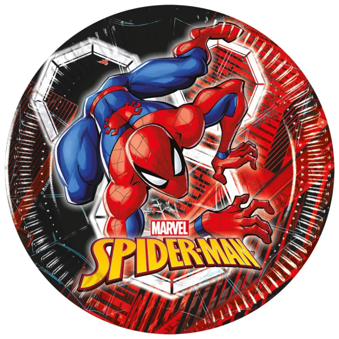 Lot de 8 assiettes en carton spiderman 20cm