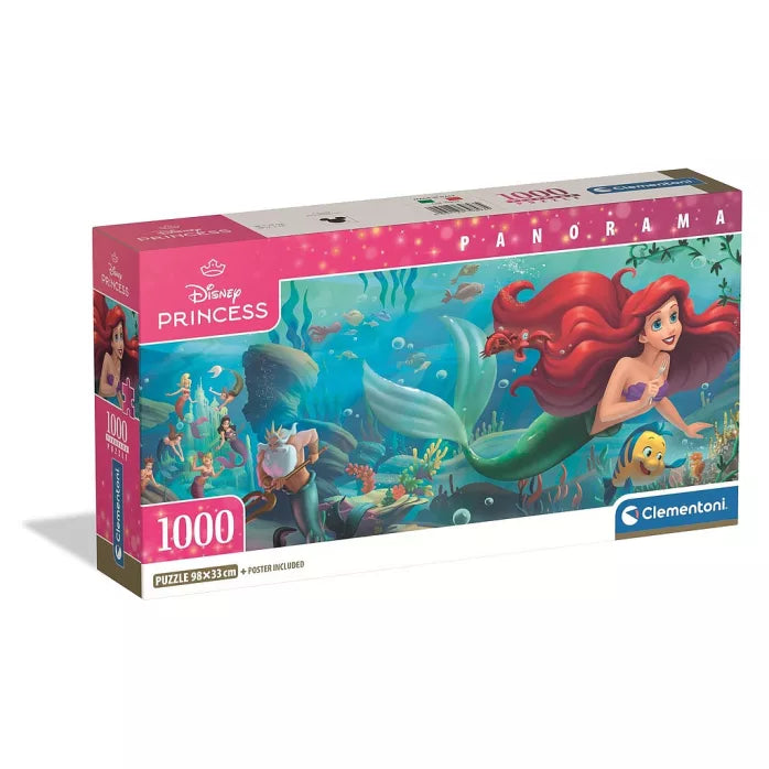 Puzzle compact panoramique de 1000 pièces Disney Princesse Ariel Clementoni