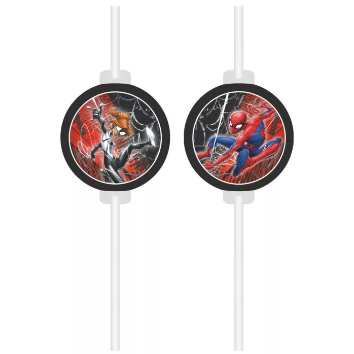 Pailles papier spiderman (×4)