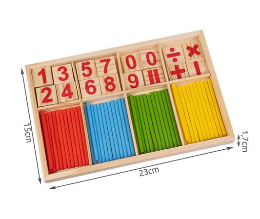 Bâtons et chiffres en bois pour apprendre a compter
