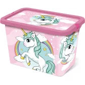 Boite de rangement plastique licorne 7L 19 x 19,5 x 29,5 cm