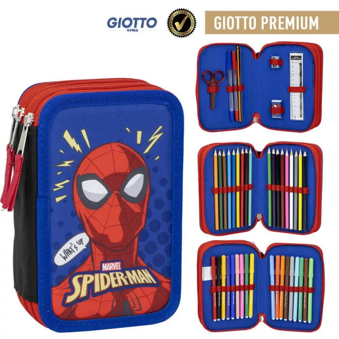 Trousse a crayons remplie 2 compartiments spiderman
