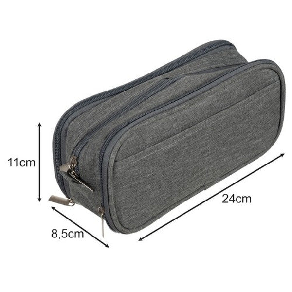 Trousse à crayons triple extensible - gris Maaleo