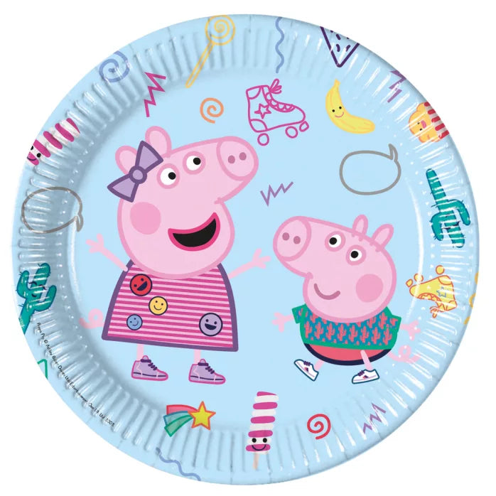 Lot de 8 assiettes en papier Peppa pig 23cm