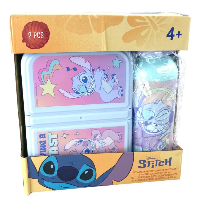 Coffret gourde + boite a goûter stitch