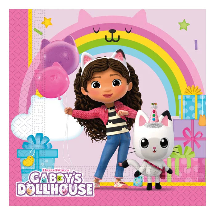 Lot de 20 serviettes en papier Gabby chat 33×33cm
