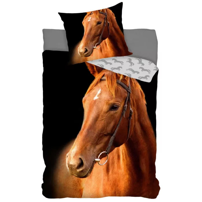 Linge de lit Chevaux 140×200 cm, 70×90 cm.
