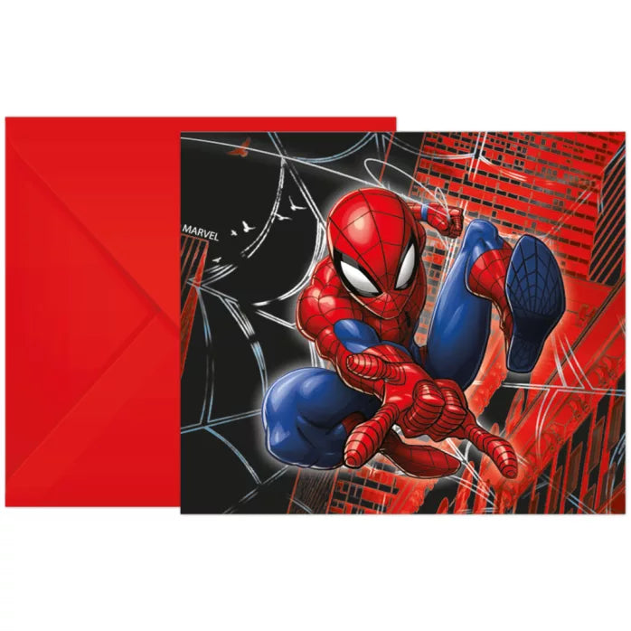Invitations anniversaire spiderman ×6