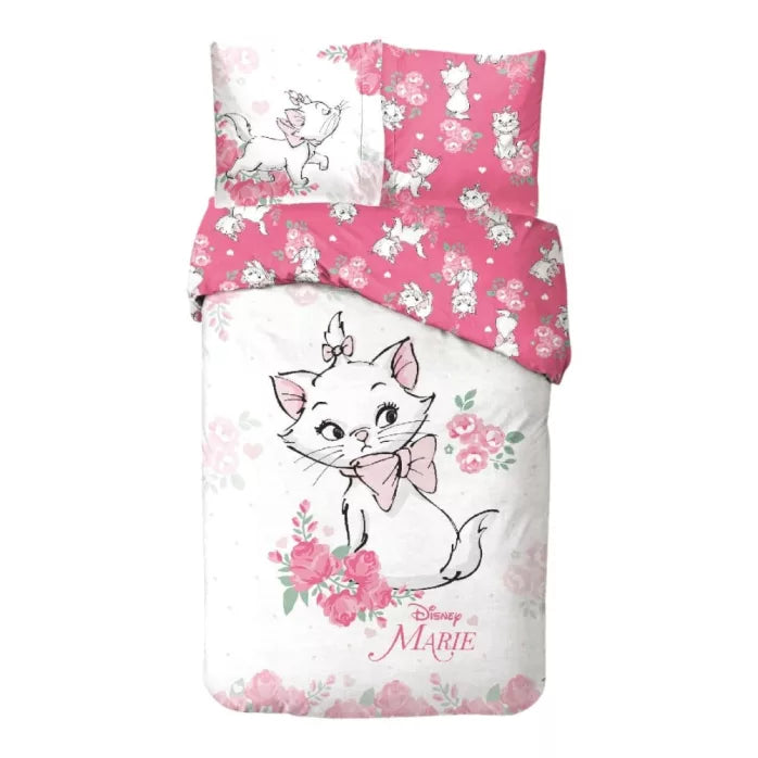 Housse de couette Disney Marie Rose 140x200cm, 65x65 cm coton