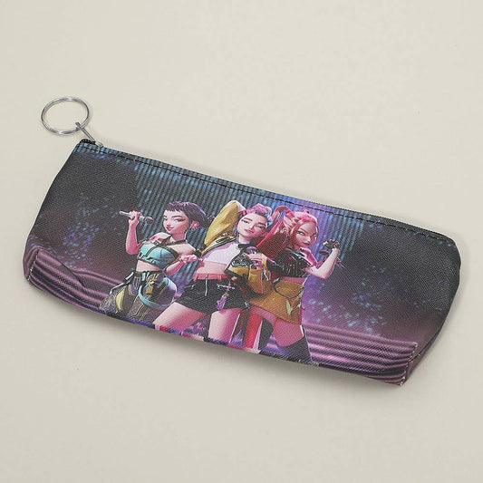 Trousse à crayons imprimée avec personnages de Kpop Demon Hunters HUNTRIX