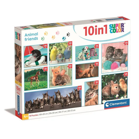 Puzzle 10 en 1 Animaux Amis Clementoni