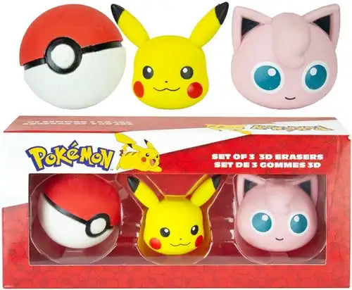 Gommes 3D Pokémon (lot de 3) emballage 16,5 x 7,8 x 4,3 cm