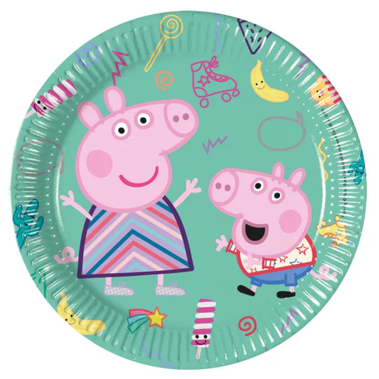 Lot de 8 assiettes en papier Peppa pig 20cm