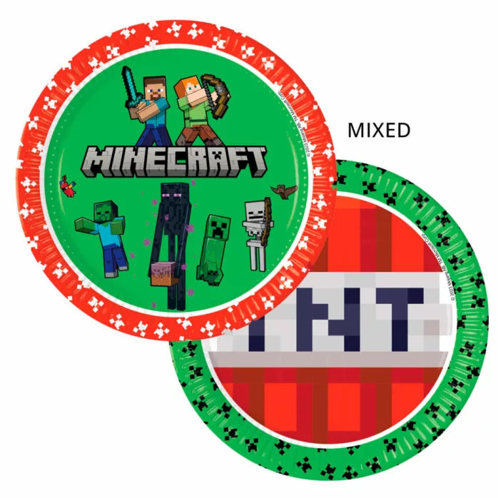 Lot de 8 Assiettes Minecraft 2 modèles