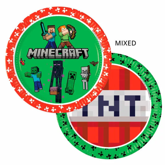 Lot de 8 Assiettes Minecraft 2 modèles