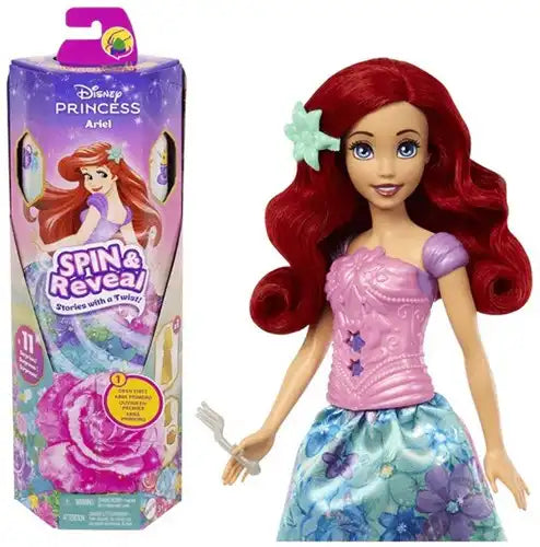 Figurine Disney Princess Spin & Reveal Pop avec 11 surprises + 5 accessoires + 5 autocollants Arielle 10 x 31,5 cm