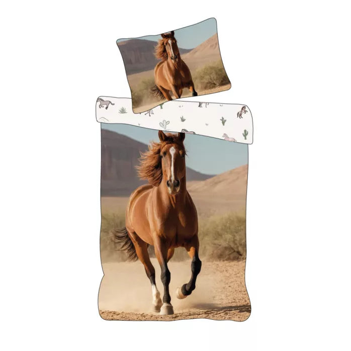 Linge de lit  Chevaux  140×200 cm, 70×90 cm.