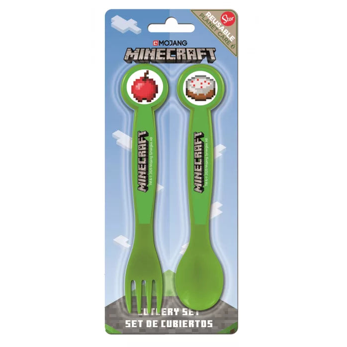 Ensemble de couverts en plastique Minecraft 2 pièces