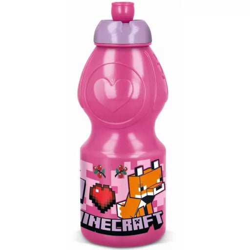 Gourde plastique Minecraft rose 400ml