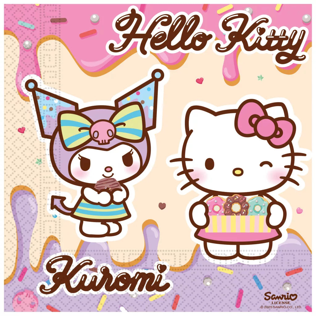 Lot de 20 serviettes en papier hello kitty kuromi