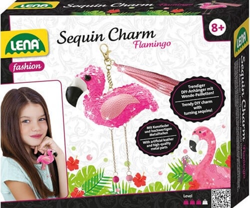 Breloque à paillettes Lena Fashion flamant rose