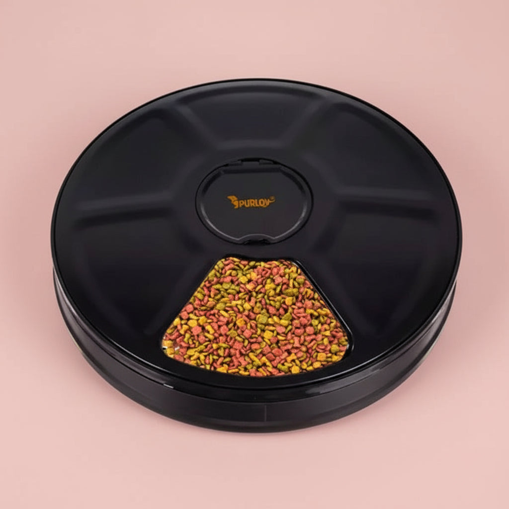 Distributeur automatique de nourriture pour animaux 6 compartiments