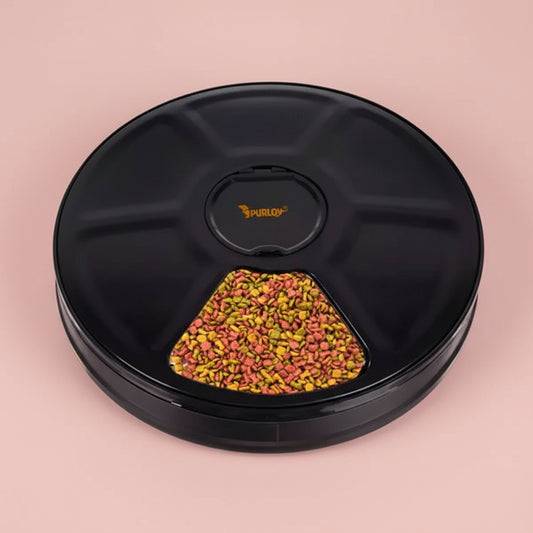 Distributeur automatique de nourriture pour animaux 6 compartiments