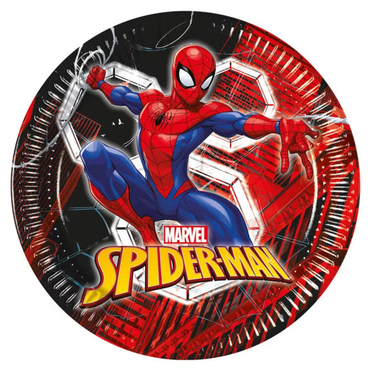 Lot de 8 assiettes anniversaire spiderman 23cm