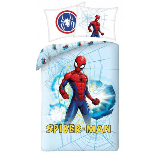Housse de couette Spiderman bleu clair 140×200cm, 70×90 cm