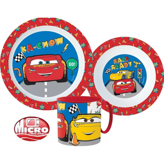 Service 3 pièces assiettes mug plastique cars