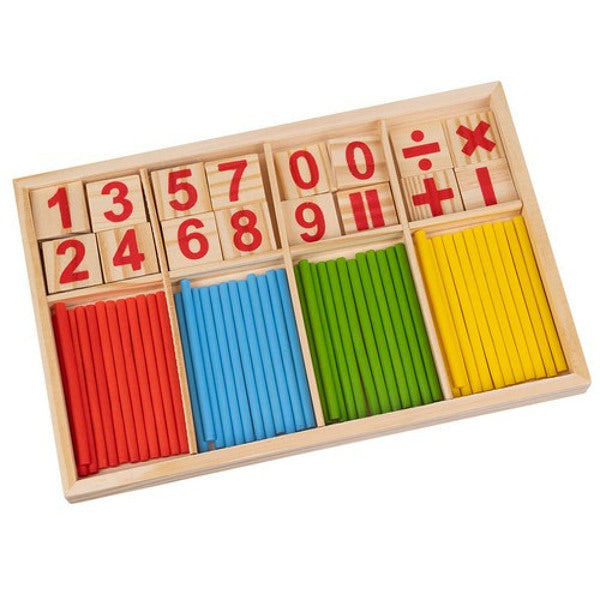 Bâtons et chiffres en bois pour apprendre a compter