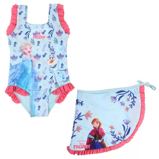 Maillot de bain enfant + paréo reine des neiges