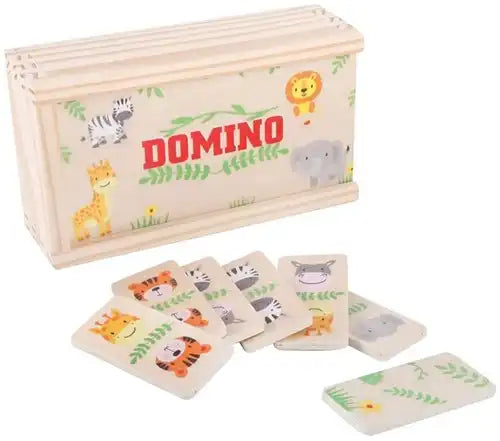 Jeu de domino animaux en bois