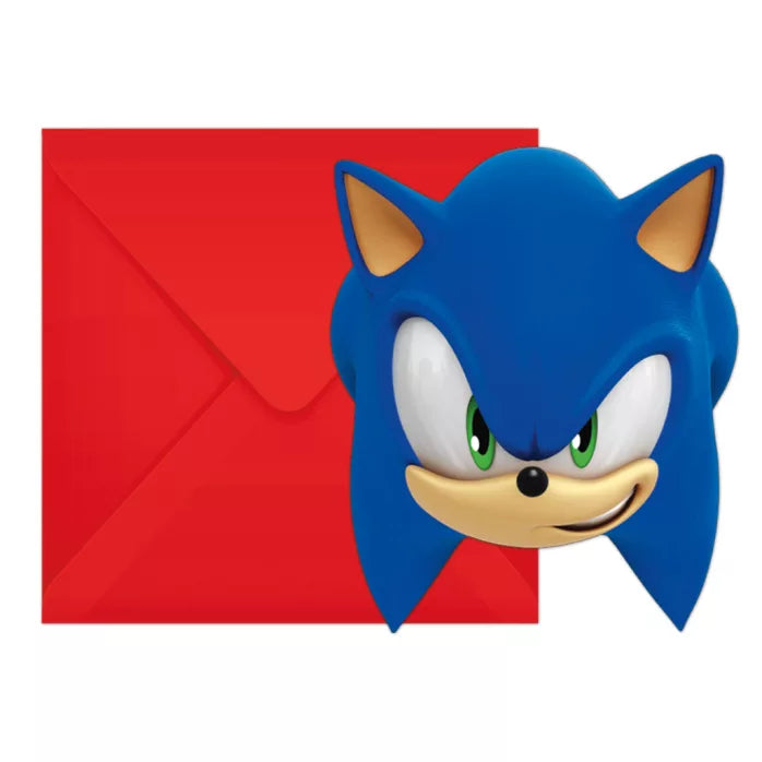 Invitation d'anniversaire sonic 6 pièces