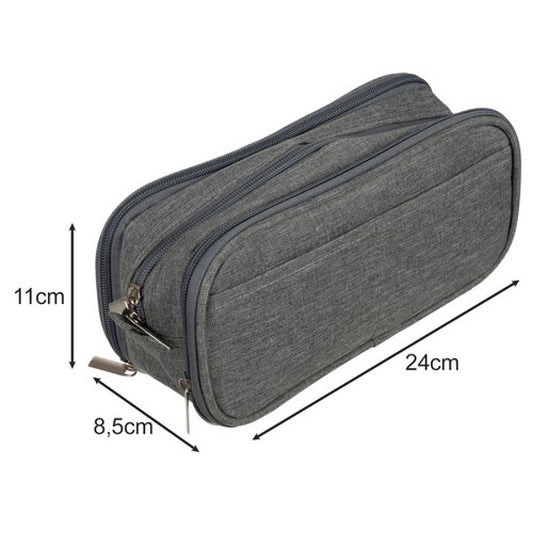 Trousse à crayons triple extensible - gris Maaleo
