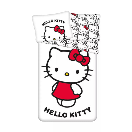 Housse de couette hello kitty avec 1 taie d'oreiller