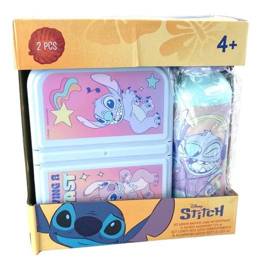Coffret gourde + boite a goûter stitch