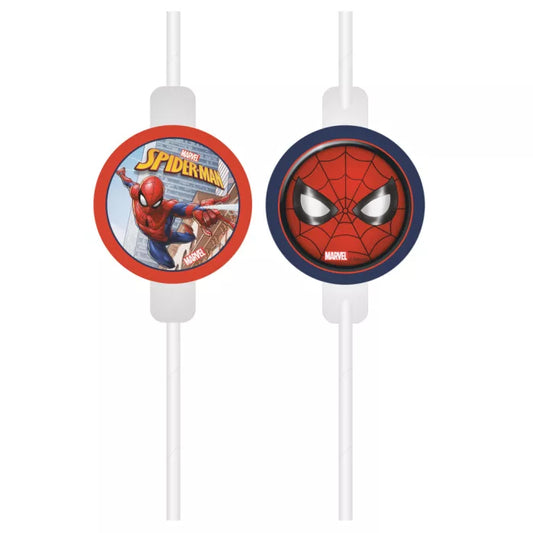 Pailles papier spiderman (×4)