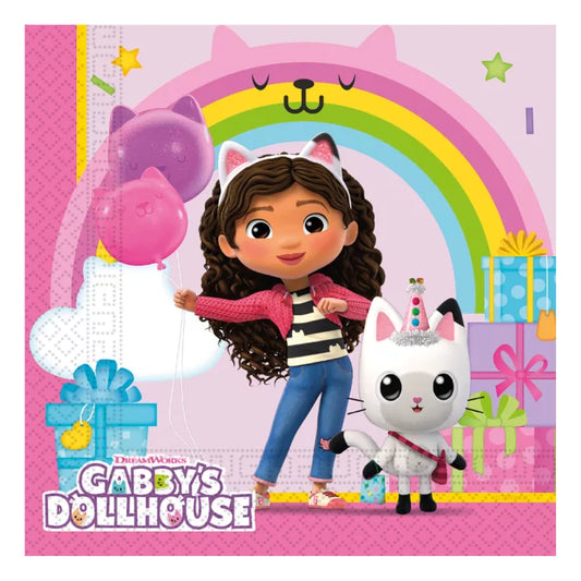 Lot de 20 serviettes en papier Gabby chat 33×33cm