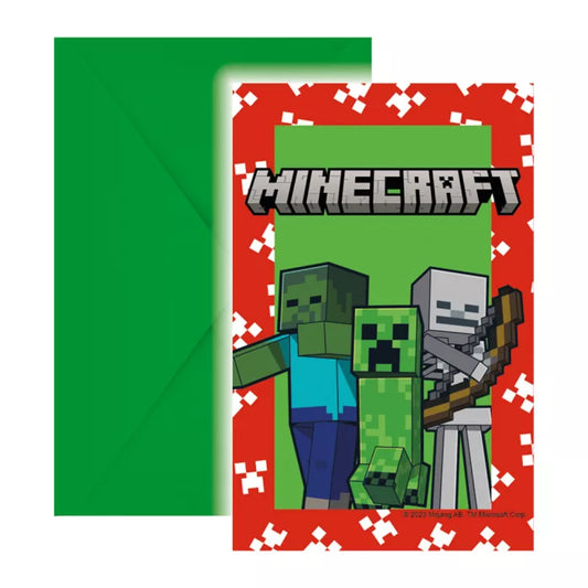 Invitation ×6 Minecraft pour une fête