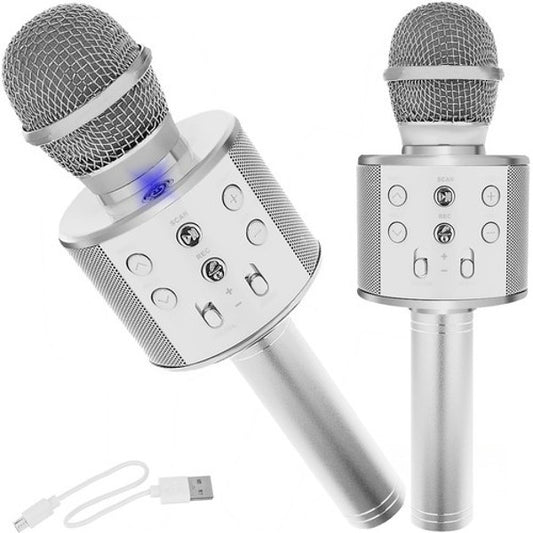 Microphone bluetooth avec changement voix couleur Argent