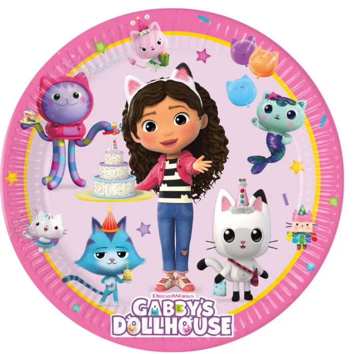 Lot de 8 assiettes en papier Gabby chat 20cm